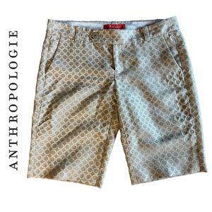 ANTHROPOLOGIE Cartonnier Gold Pattern Jacquard Bermuda Shorts Size 8 Geometric